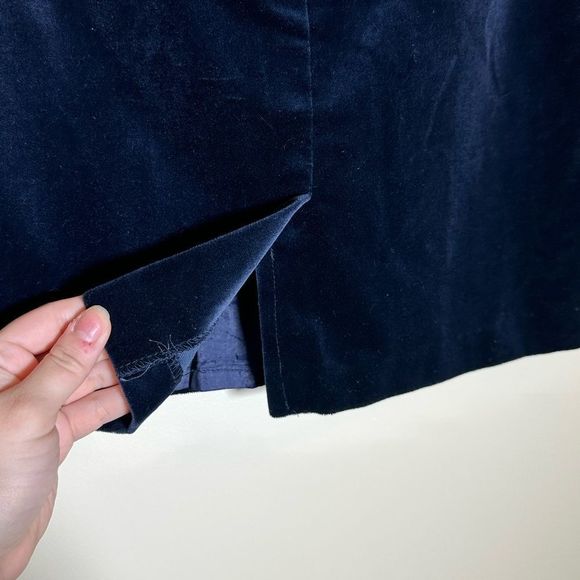 Vintage Hugo Buscati Women's mini Skirt Velvet navy blue vtg sz 8 back slit - Picture 6 of 10